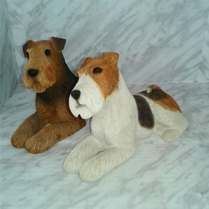 Sandicast Dog Figurine Sculpture statue Sandra Brue 1989 Fox Terrier Wire Hair